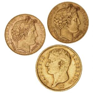 Frankrig, Napoléon Bonaparte, 1804-1814, 20 Francs 1807A, F 487a 10 Francs 1896A, 1899A, F 594. 3