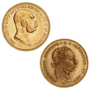 Østrig, Franz Joseph, 1848-1916, 10 Francs 1892R, F 503R 10 Corona 1908, F 516. 2