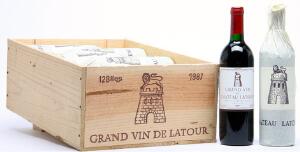 12 bts. Château Latour, Pauillac. 1. Cru Classé 1987 A hfin. Owc.