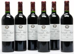 6 bts. Château Sociando-Mallet, Haut-Medoc 2000 A hfin.