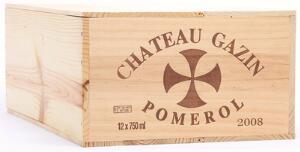12 bts. Château Gazin, Pomerol 2008 A hfin. Owc.
