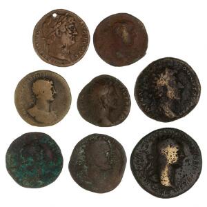 Romerske kejserdømme, 8 kobbermønter, Sesterts, As, Dupondii, 1. - 2. århundrede f.Kr.