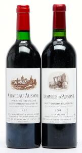 1 bt. Château Ausone, 1. Grand Cru Classé A 1992 A-AB bn.  etc. Total 2 bts.