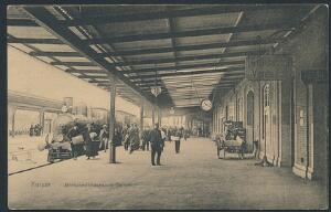 Korsør Jernbanestation med Lokomotiv, 1924