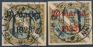 Estland. 1923. Luftpost. 10 M5 Mk og 20 M5  5 M, utakkede. Stemplede. Michel EURO 115