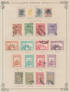 Rumænien. 1862-1928. Gammel samling på 17 albumblade med mange gode mærker. Se foto af alle sider