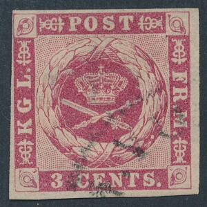 1866. 3 cents, rosa. Plade II, pos. 73. Del af bystempel NEW YORK