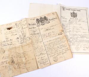 Braunsweig. 1846. 2 gamle Rejse Pas med flere stempler.