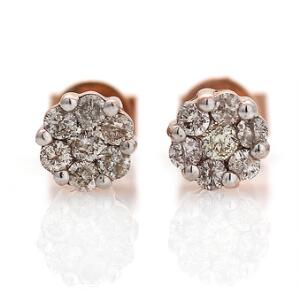 Diamantørestikker af 14 kt. pink guld hver prydet med brillantslebne diamanter. 2