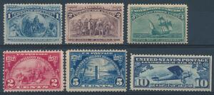 USA. 1893-1924. 5 postfriske mærker  ubrugt 3 c. grøn. Scott  236,75