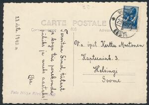 Estland. 1940. Brevkort med russisk mærke, stemplet i VILJANDI 23.12.1940.