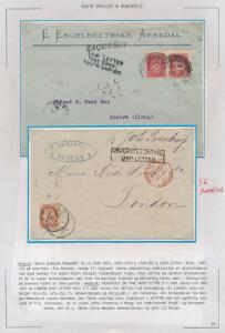 1881-1908. 2 SKIBS-breve til England øverste er en forside og nedre med et par lodrette folder i venstre side.