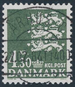 1984. Rigsvåben. 4,30 kr. sortgrøn. LUXUS-stemplet i udgivelsesåret ÅRHUS 22.02.84.