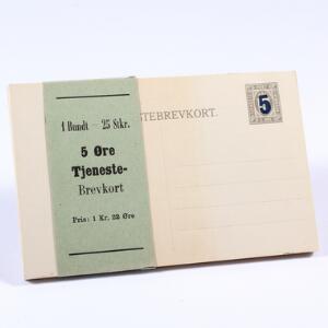 Helsager. originalt bundt tjeneste-brevkort 53 øre, grå.