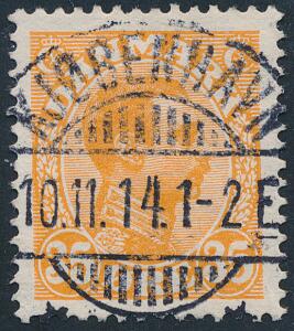 1913. Chr. X, 35 øre, orange. Luxus-stemplet Kjøbenhavn 10.11.14.