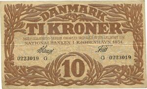 10 kr 1934 G, V. Lange  Friis, Sieg 104