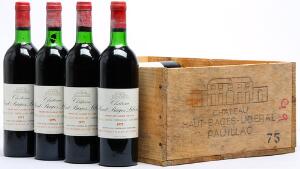 12 bts. Château Haut Bages Liberal, Pauillac. 5. Cru Classé 1975 Owc.