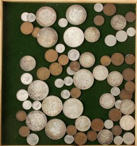 4 træbakker med samling af mønter fra Belgien og Holland, i alt ca. 270 stk. med en del sølvmønter iblalndt