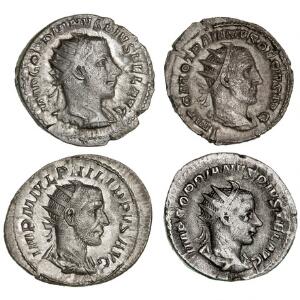 Romerske kejserdømme, 4 Antoniniani fra Gordian 32, Philip I og Trajan Decius