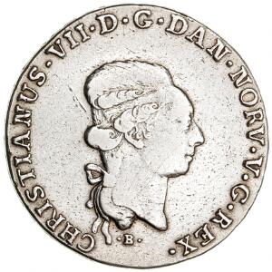 Christian VII, speciedaler 1795 MF, H 13A, pudset
