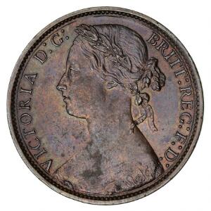 England, 1 Penny 1875 H, KM 755, let renset, ellers en pæn mønt
