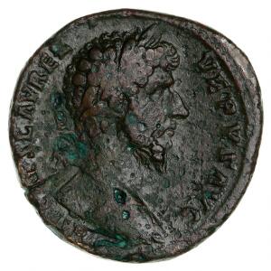 Romerske kejserdømme, Lucius Verus medkejser 161-169, Sestertius, 26,15 g, S. 5367