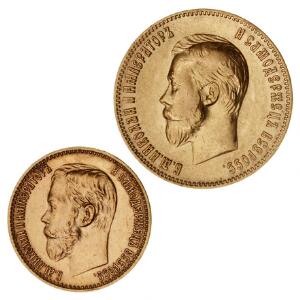 Rusland, 10 rubel 1902, 5 rubel 1898, F 197, 180, 2 stk.