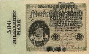 Tyskland, 500 Milliarden Mark, Reichbanknote, Rosenberg 121b