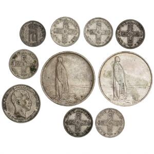 Norge, lille samling sølvmønter og en enkelt -medaille