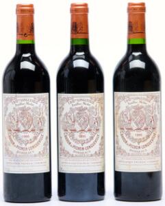 3 bts. Château Pichon Longueville Baron, Pauillac. 2. Cru Classé 1995 A hfin.