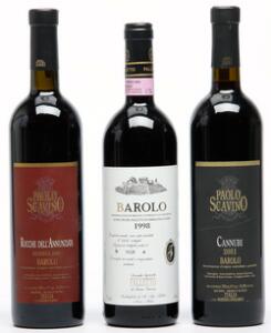 1 bt. Barolo Cannubi, Paolo Scavino 2001 A hfin.  etc. Total 3 bts.