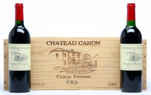 12 bts. Château Canon, Canon Fronsac 2001 A hfin. Owc.