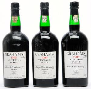 3 bts. Mg. Grahams Vintage Port 1985 A hfin.
