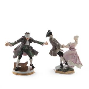 Hans Tegner, Jens Jacob Bregnø To figurer af porcelæn, dekorerede i farver. 8033, 8020. BG. H. ca. 15 cm. 2