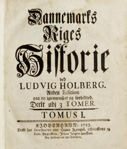 Ludvig Holberg Danmarks Riges Historie. 3 vols. Cph 1753-1754. 2nd edition. Bound in cont. full calf.