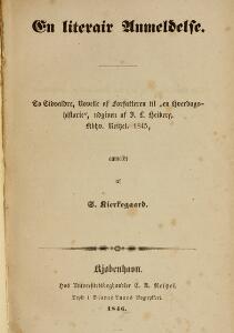 Søren Kierkegaard Om min Forfatter-Virksomhed. Cph 1851. 1st ed. Bound with orig. wrappers.  2 other vols. by Kierkegaard. 3
