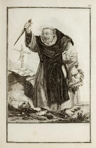 Caricature of the 18th century clergy Labrege du faux clerge romain. Collection of 50 engraved caricatures of Roman priests.