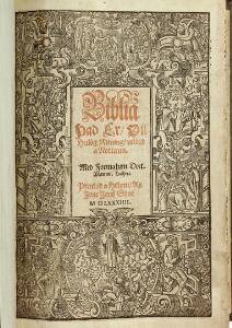 The Holum Bible - The first Icelandic bible Biblia Pad Er, Öll Heilög Ritning, vtlögd a Norraenu. Med formalum Doct. Martini Lutheri. 1584.