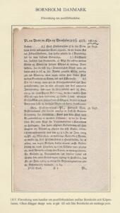 1815. Original forordning omhandlende postforbindelsen mellem København og Bornholm med påbud til skibe om medtagelse af post