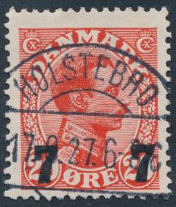 1927. Provisorie 720, Øre, rød. Luxus stemplet HOLSTEBRO 17.9.27.
