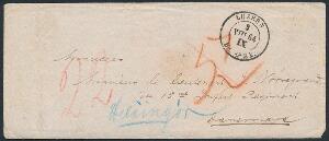 1864. Lille brev kuvert fra LUZERN 3.8.1864 til Helsingør. Fuldt og poetisk indhold transcription medfølger