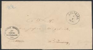 1849. Treårskrigen. Militaria brev fra APENRADE 54 1849 Ant.IIb 1 12-ring til Tønning. Sjældent, ovalt bataillons stempel SCHLESW. HOLSTEIN.