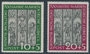 Bund. 1951. Mariekirke. Komplet postfriskt sæt