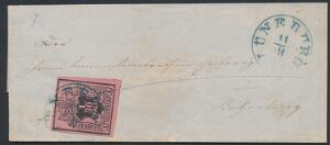 Hannover. 1851. 130 Thaler, sortrødlig. Single på smukt lille brev