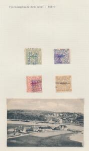 Fjorddampbaadselskabet i Hobro. Plancher med 4 mærker  postkort.