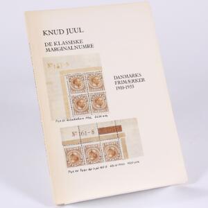 Litteratur. De klassiske marginalnumre. Danmarks Frimærker 1910-1933. Af Knud Juul 1987. 90 sider.