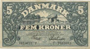 5 kr 1926 F, V. Lange  Christensen, Sieg 100, DOP 113, Pick 20