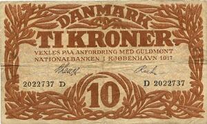 10 kr 1917 D, V. Lange  Recke, Sieg 103, DOP 114, Pick 21