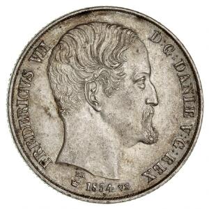 Frederik VII, 2 rigsdaler 1854 VS, H 6A