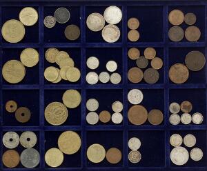 Lille lot årgangsmønter Christian IX - Frederik IX,1, 2, 5, 10, 25 øre, 12 , 1, 2 kr ca. 1874 - 1959, ca. 60 stk.
